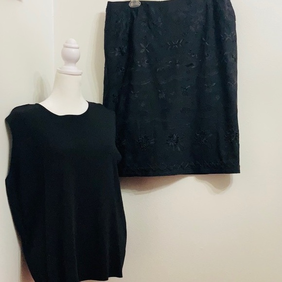 NWT Nygard Black Sleeveless Blouse & Nygard Black Beaded & Embroidered Skirt - Picture 3 of 16